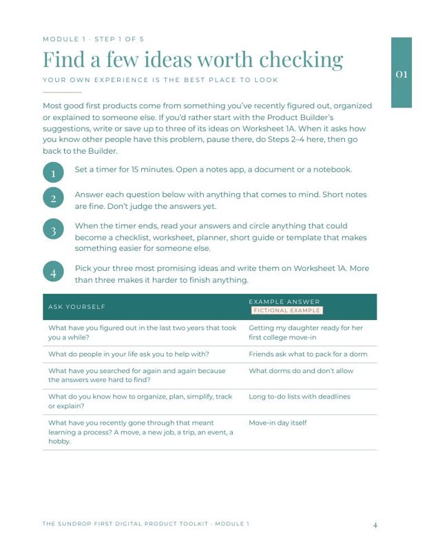A Module 1 page explaining the words used in the module